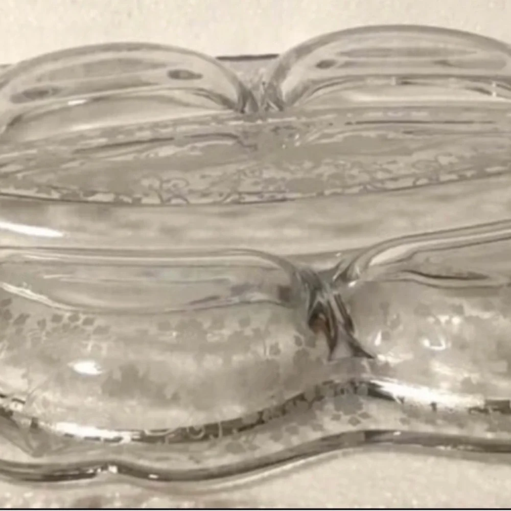 Vintage Cambridge Rose Point Relish Dish 5 Part Divided Etched Glass 1930s